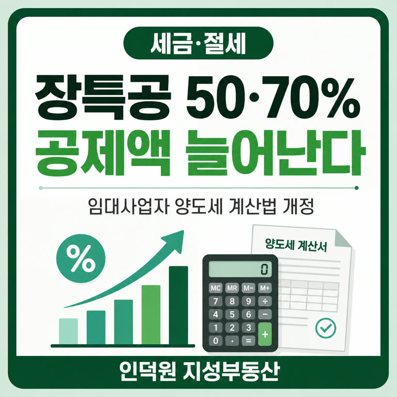 [임대사업자 필독] 장특공 50%·70% 공제액 늘어난다! 양도세 절세 계산법 개정