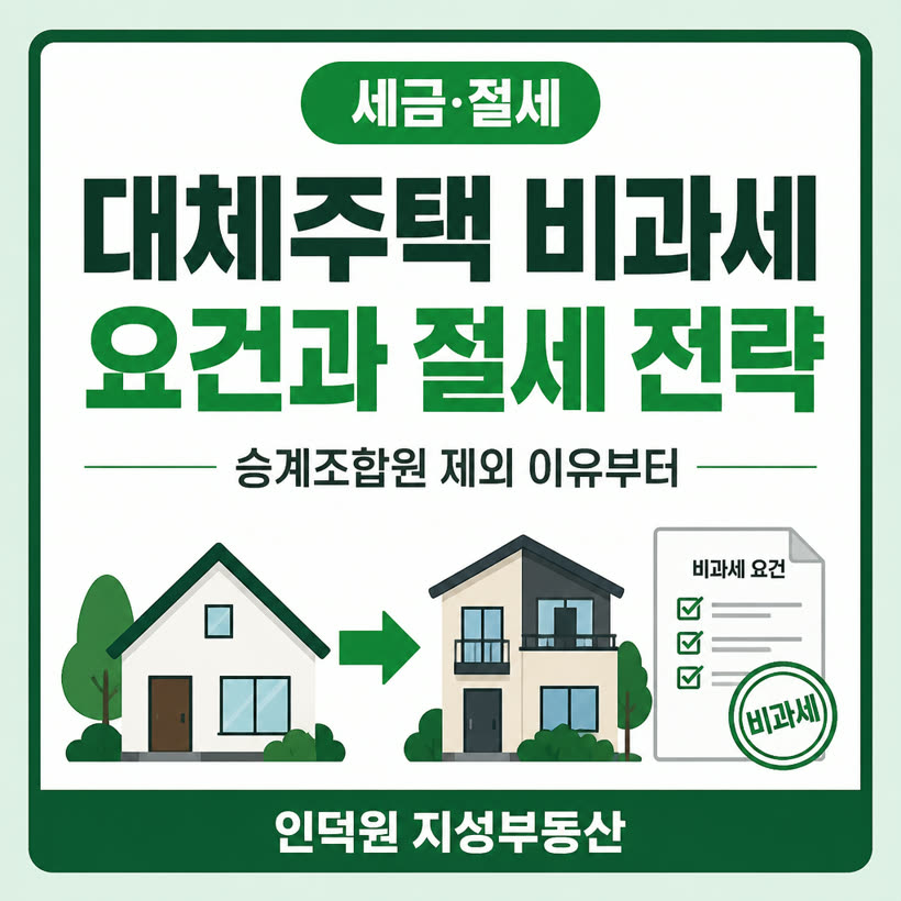 대체주택 비과세 요건, 승계조합원 제외 이유부터 재건축·재개발 절세 전략까지
