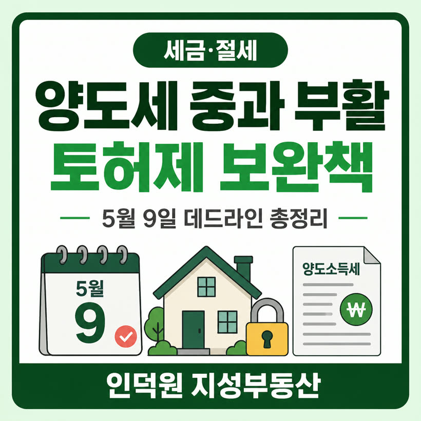 다주택자 양도세 중과 부활과 토허제 실거주 유예 보완책 총정리 (5월 9일 데드라인)